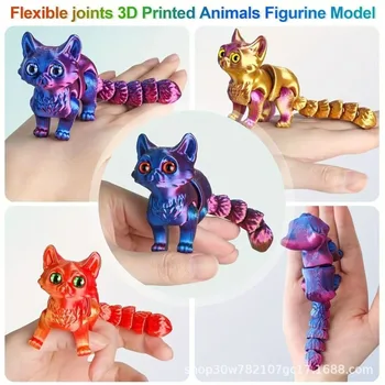 12cm Articulated 3D Printed Cat Cute Animals Fidget Toys Decor for Stress Relief Desktop Decoration Pet Christmas Gift 1