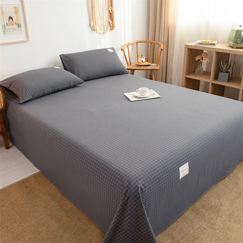 210x230cm Polyester Cotton Bed Sheet Skin-friendly Soft Jacquard Washed Cotton Coarse Cloth Cotton Bedsheet
