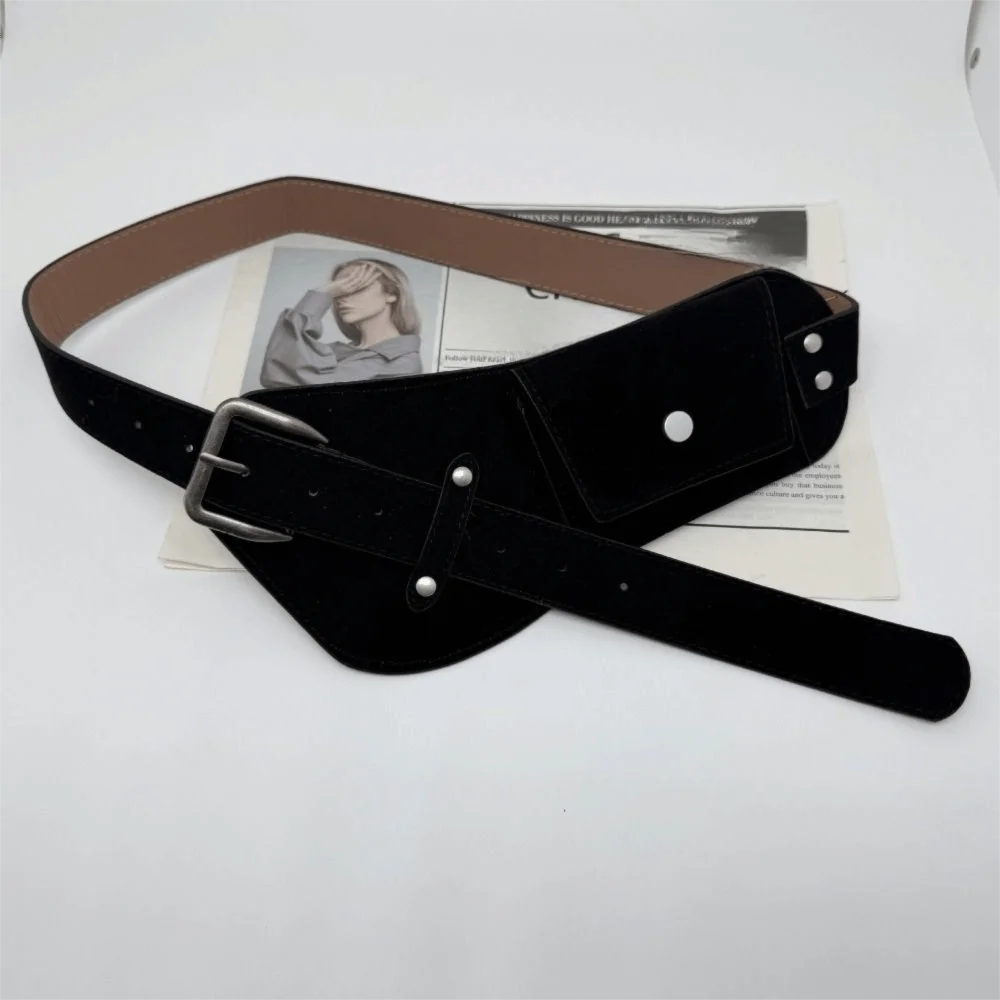 Trendiger Gürtel mit Dornschließe aus Wildleder, Maillard Vielseitiger Damen-Taillengürtel, Luxuriöses Design, Retro Breiter Taillengürtel, Taillendekoration – Detail 2