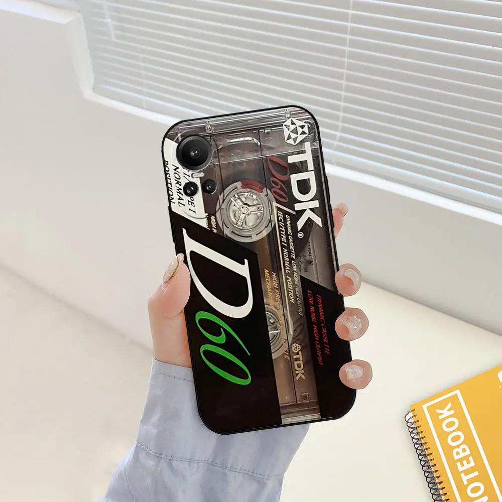 Vintage Magnetic Tape Cassette Design Phone Case - Black Soft Cover