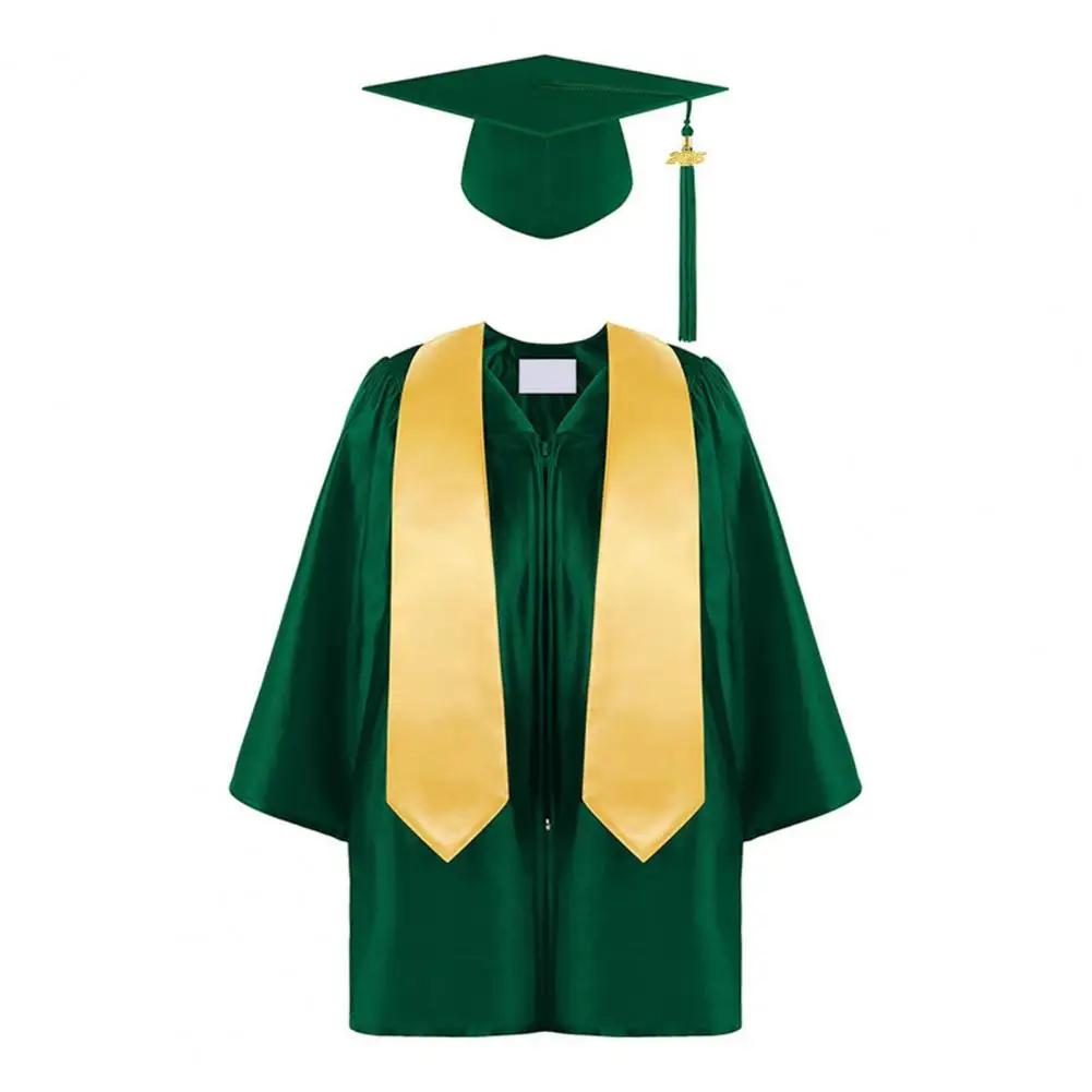 3 Pcs/Set Kids Graduation Keepsake,Tassel Hat And Shawl,Long Sleeve V Neck Kids Zipper Closure ,Kindergarten Graduation Attire