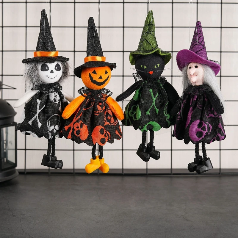 

Witch Plush Doll Angel Girl Pumpkin Halloween Decorations for Home 2022 Scary Horror Haunted House Hanging Ornament Pendant Prop