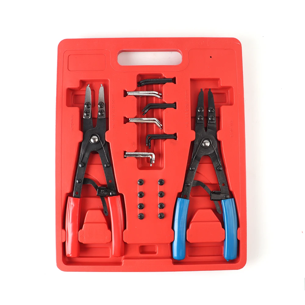 2-Piece Retaining Ring Pliers Set 10 inch Circlip Pliers Pliers Tool Set Terminal Circlip Case Color Send Randomly