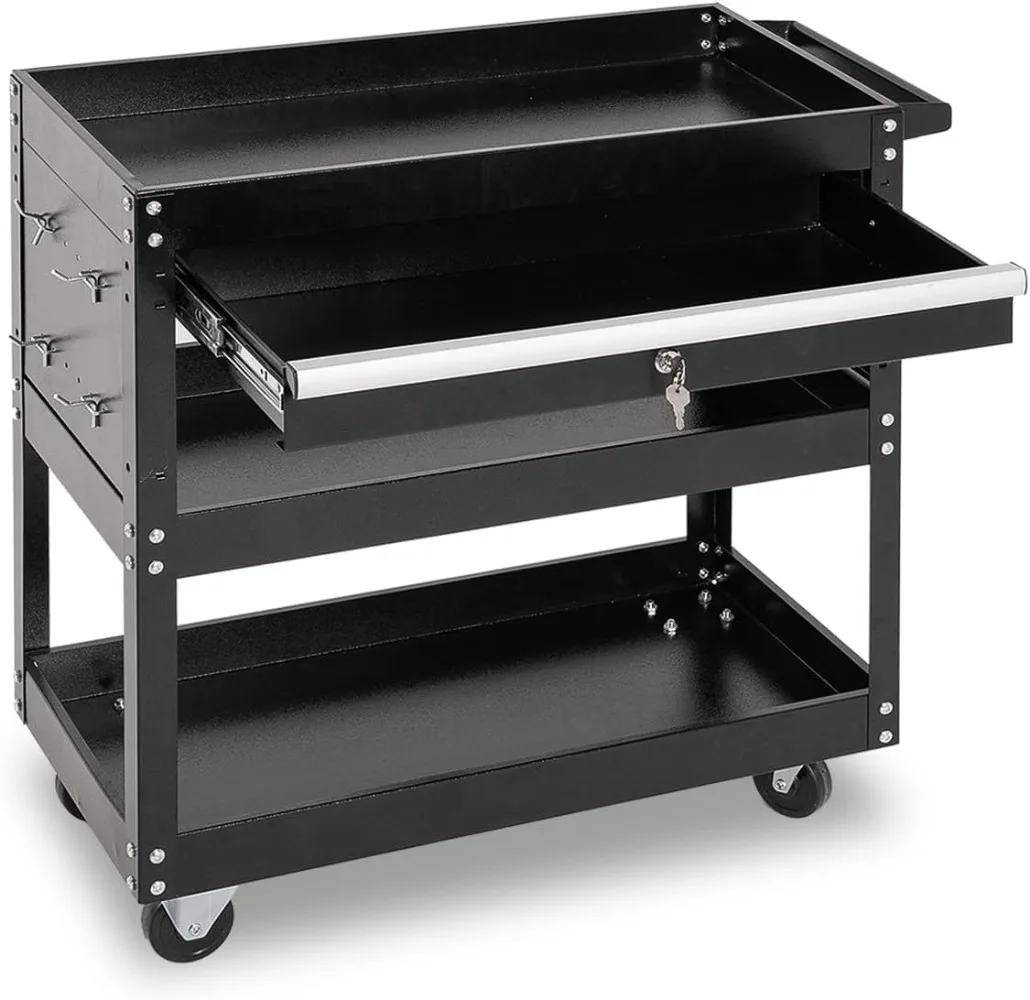 

Tool Chest W/ WheelsRolling 3-Tier Tool Box 330 LBS Capacity Heavy Duty Utility Industrial Service Cart Locking System Drawer