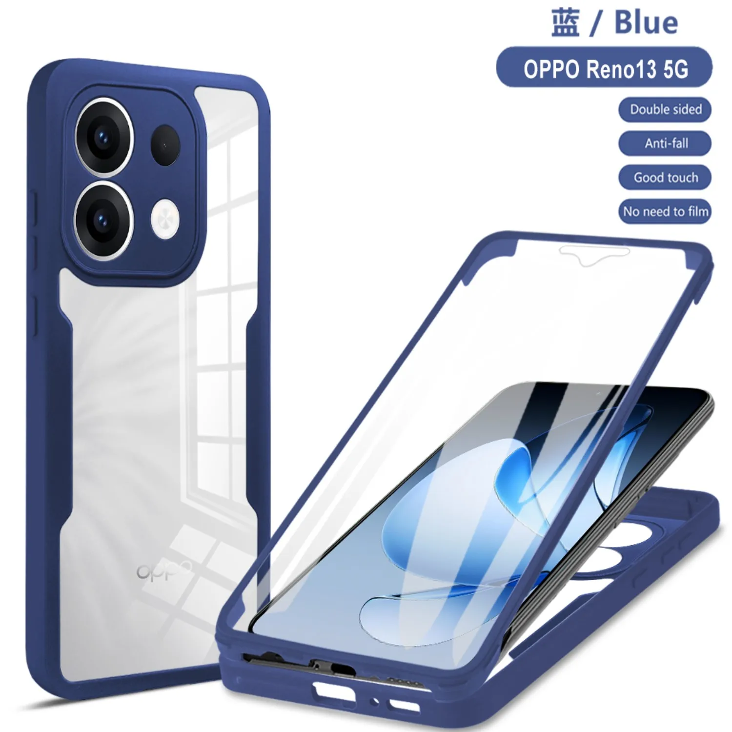 360° Shockproof Phone Case with Built-in Screen Protector and Transparent Back