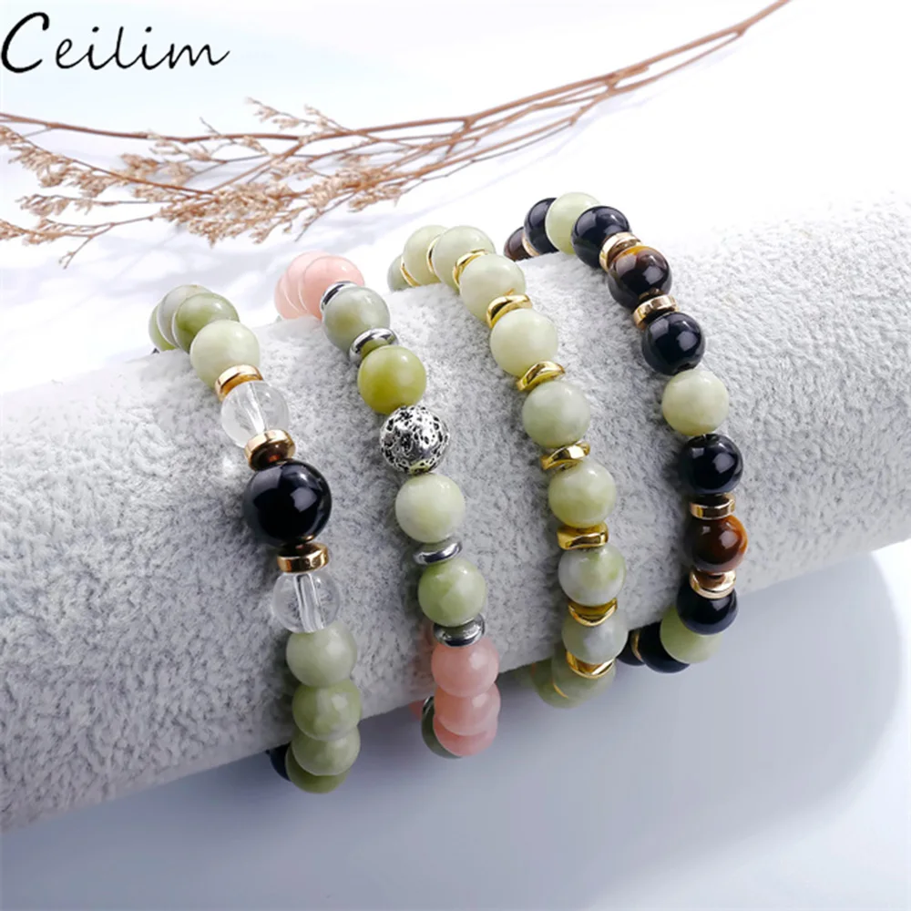 

Narural Stone Volcanic Healing Beaded Bracelets for Women Men Balance Tiger Eye Bead Bracelet Anxiety Essential Oil Lava Jewelry