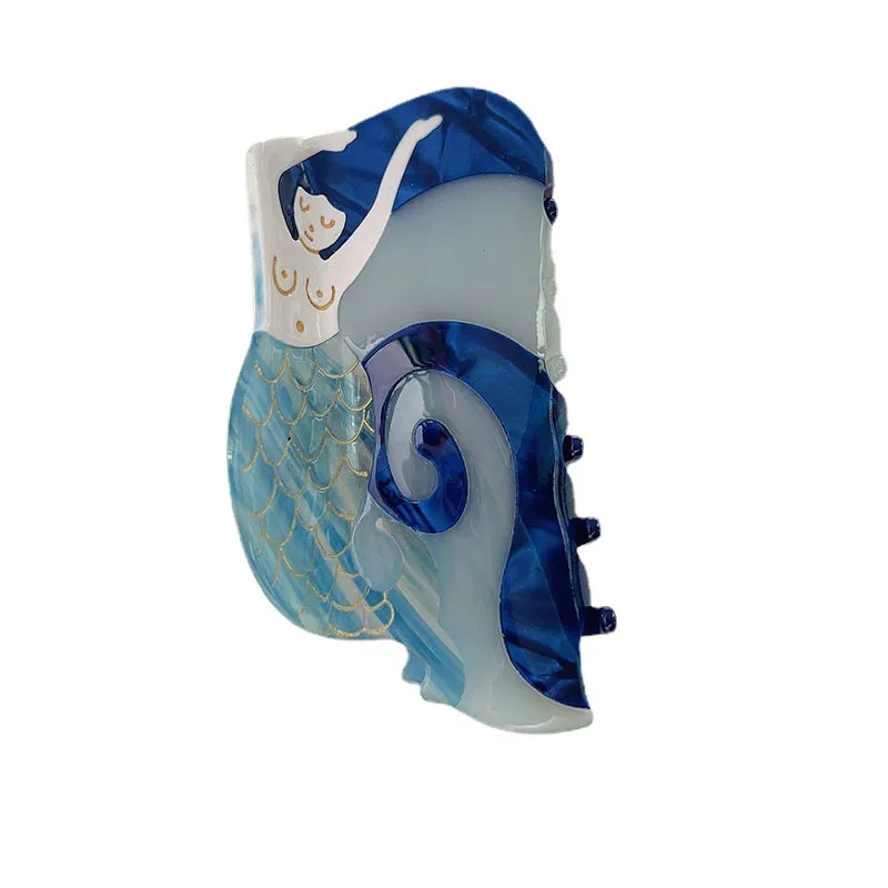 New Creative Design Premium Sense Mermaid Grab Clip Fashion Luxembourg Blue Dream Planet Shark Clip Hair Accessories For Woman