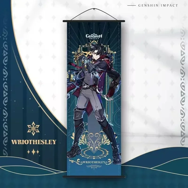 Genshin Impact Tarot Cosplay Anime Scroll Canvas Neuvillette Furina Wanderer Raiden Shogun Xiao Kazuha Poster Kawaii Art Gifts wall hanging poster