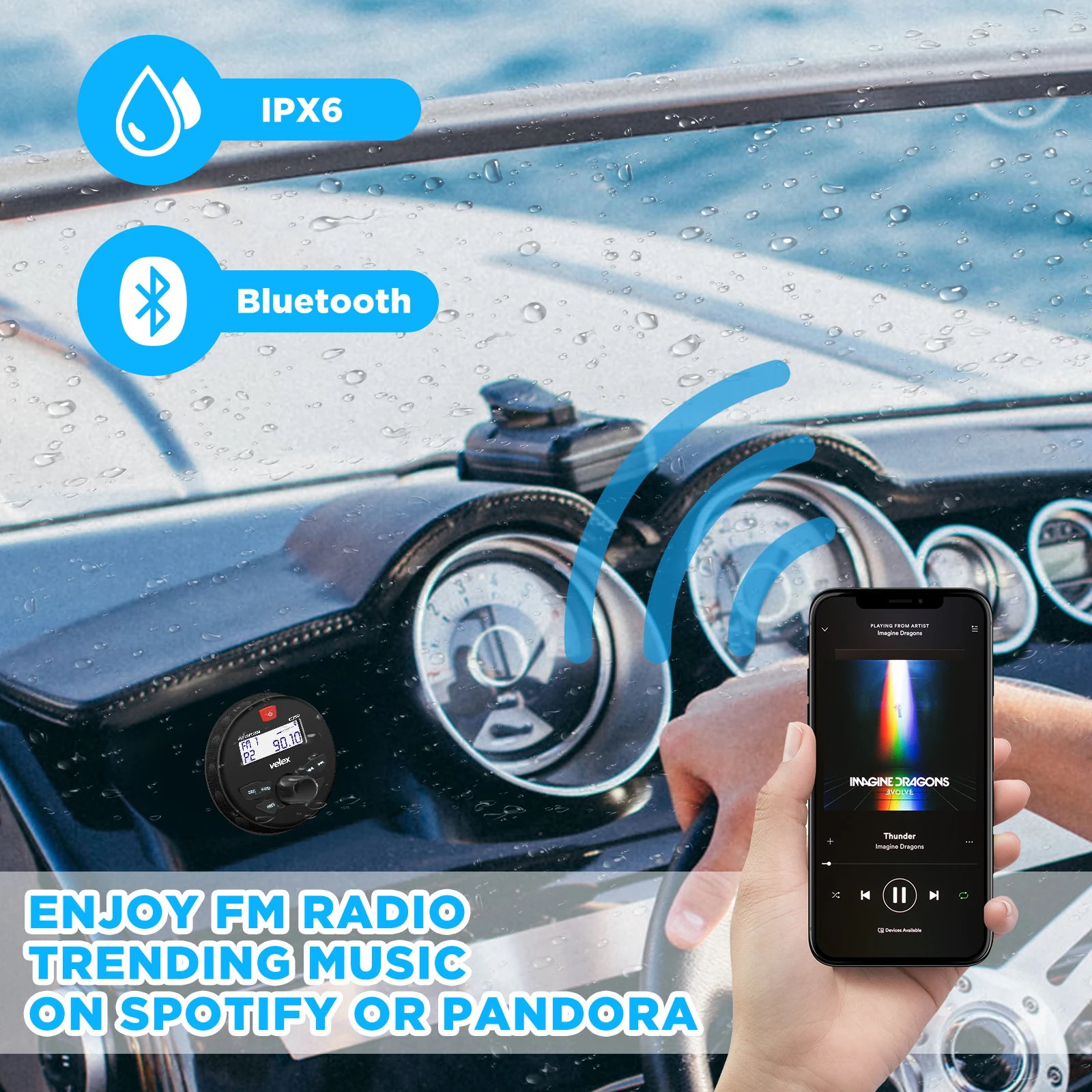 Waterproof Bluetooth Marine Digital Media Stereo Receiver MP3 Player AM FM Radio USB Streaming Music Boats Golf car multimedia player car radio mp3 music player