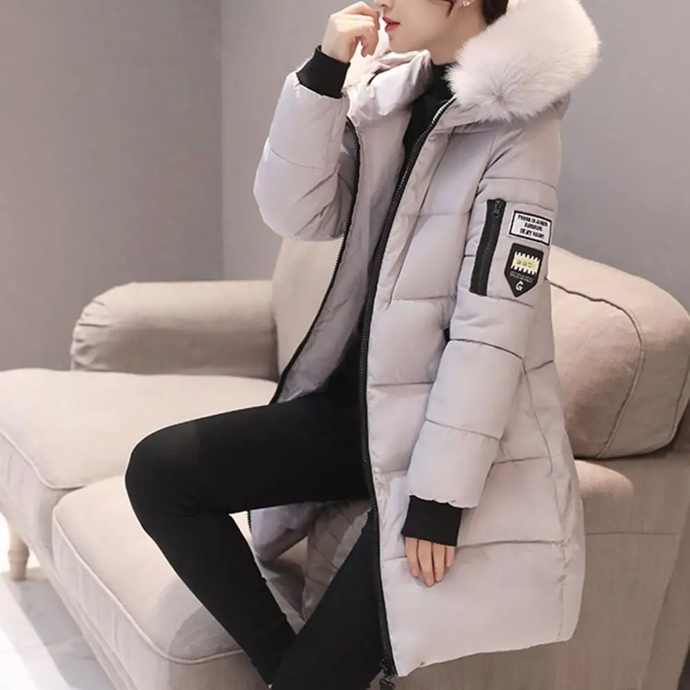 

Женское зимнее хлопковое пальто, плотное однотонное приталенное пальто средней длины с капюшоном, карманами на молнии и длинным рукавом, женский пуховик