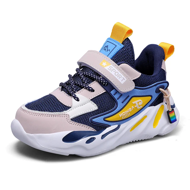 Children's Sports Shoes: Boys' Spring and Autumn 2023 New Medium and Large Children's Mesh Lightweight Soft Sole Running Shoe children s sports shoes spring 2023 new girls contrast mesh medium large children s breathable casual shoes boys running shoes