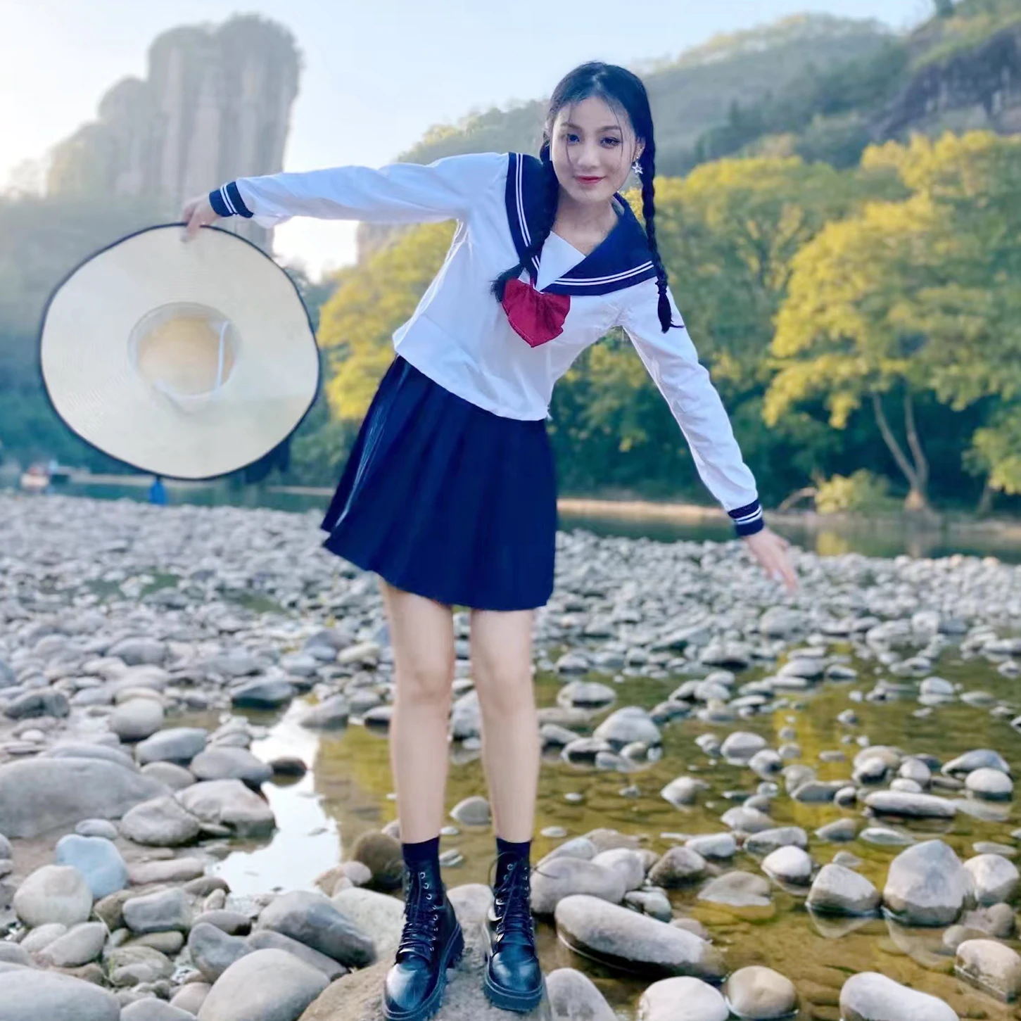 Japanese School Uniform Skirt and Tops for Girls Cosplay