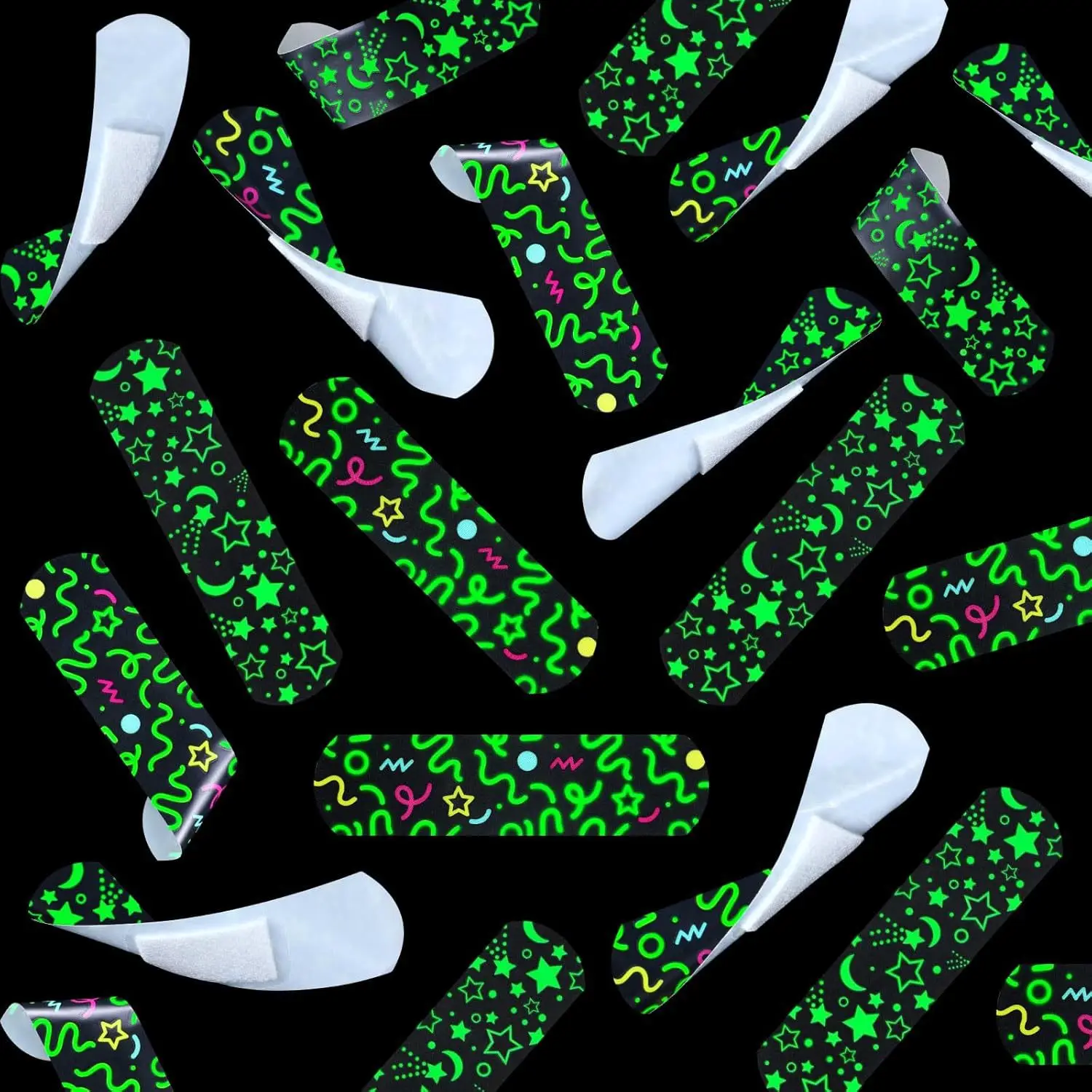 10pcs/set Children Kawaii Bandages Baby Luminous Band-aid Cute Cartoon Pattern Luminous Fluorescent Band-aid At Night Bandaid