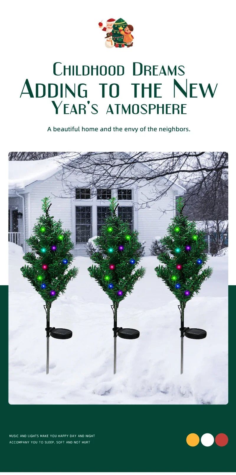 Description Picture 5 of itemLED Solar Ground Lights Outdoor Waterproof Pine Cypress Tree Floor Lamp Christmas Decorative Lanterns Garden Courtyard Lawn Lamp