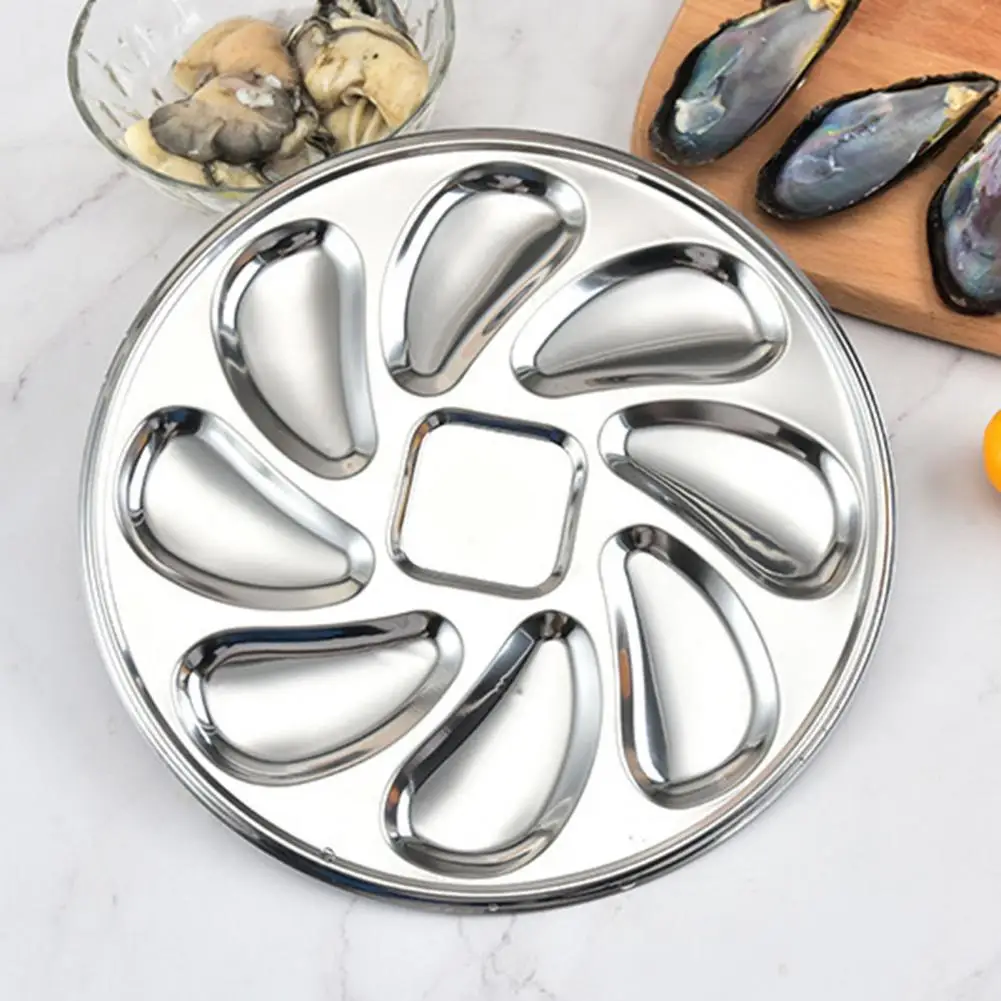 Oyster Serving Plate Simple 8 Slots Seafood Grilling Oysters Dish 8 Slots Oysters Tray