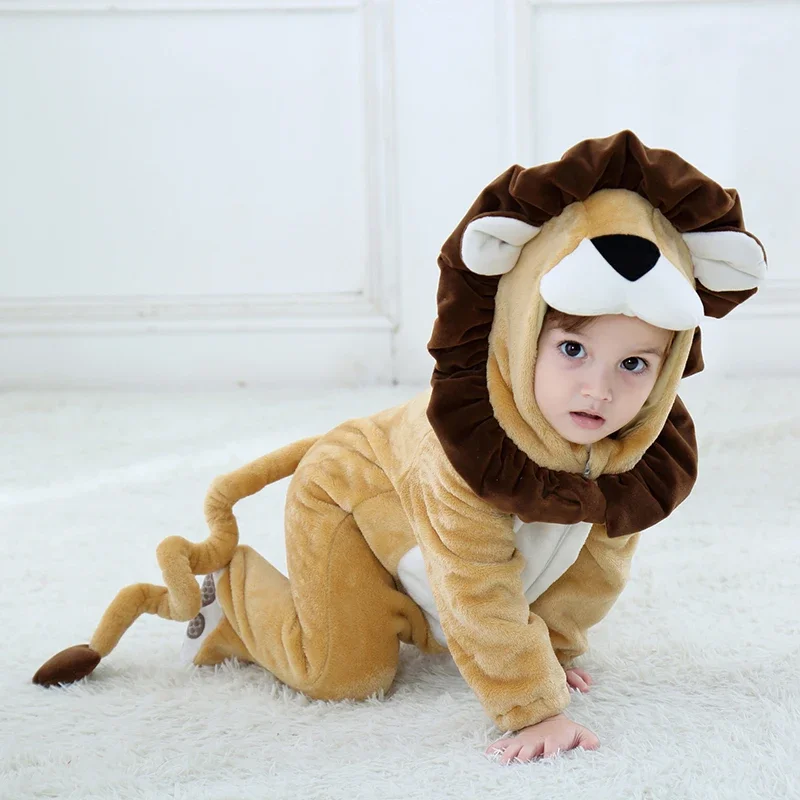 Umorden Baby Lion Cub Costume Boys Infant Toddler 3-6M 6-9M 9-12M 1-2T 2-3T Flannel Winter Pajamas Outfit Hoodie Romper cosplay jumpsuit kids cosplay costume