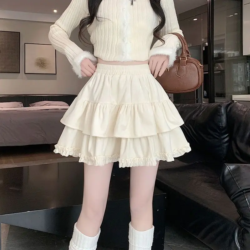 

JK Pleated Skirts Women Sweet Preppy Style Solid Fashion Chic High Street Simple Lovely Casual Empire College Ruffles Summer New