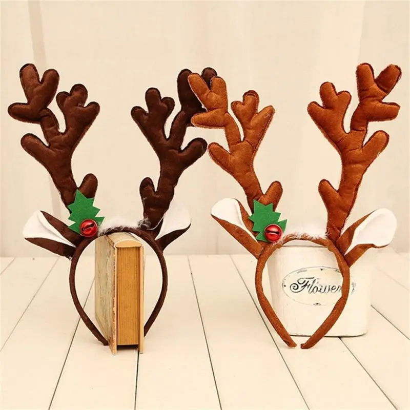 Christmas Reindeer Antlers Headband Elk Antlers Ears Head Hoop With Red Bell Christmas Party Hair Accessories Navidad
