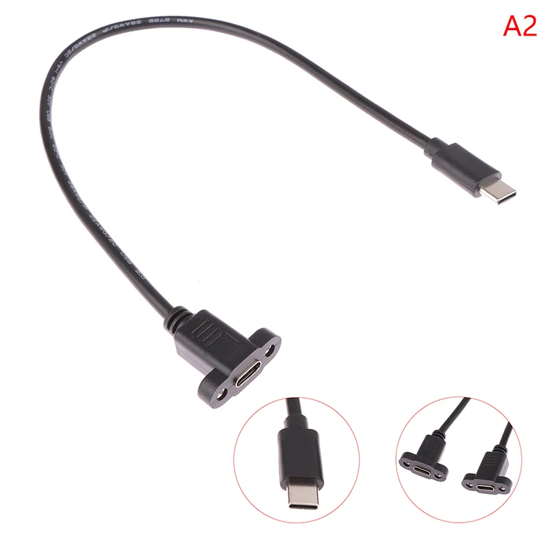 USB Type C to Micro USB Panel Mount Extension Cable - Male to Female Extender Cord
