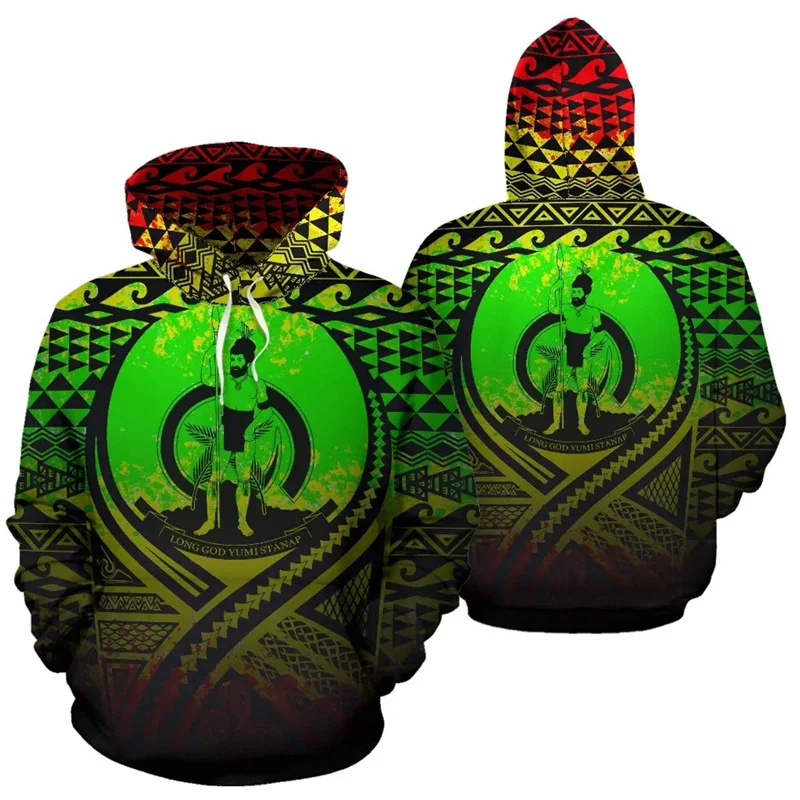 thumbnail image 1 of Sudadera con capucha con estampado 3D del sello de Vanuatu con patrones polinesios para hombre, sudadera con capucha con gráfico del escudo de armas de Vanuatu, 1 of 5