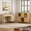 47" Fluted Executive Desk, Modern Wood Home Office Desk with Charging Station, Drawer & Cabinet, Computer Writing Desk for Work 6