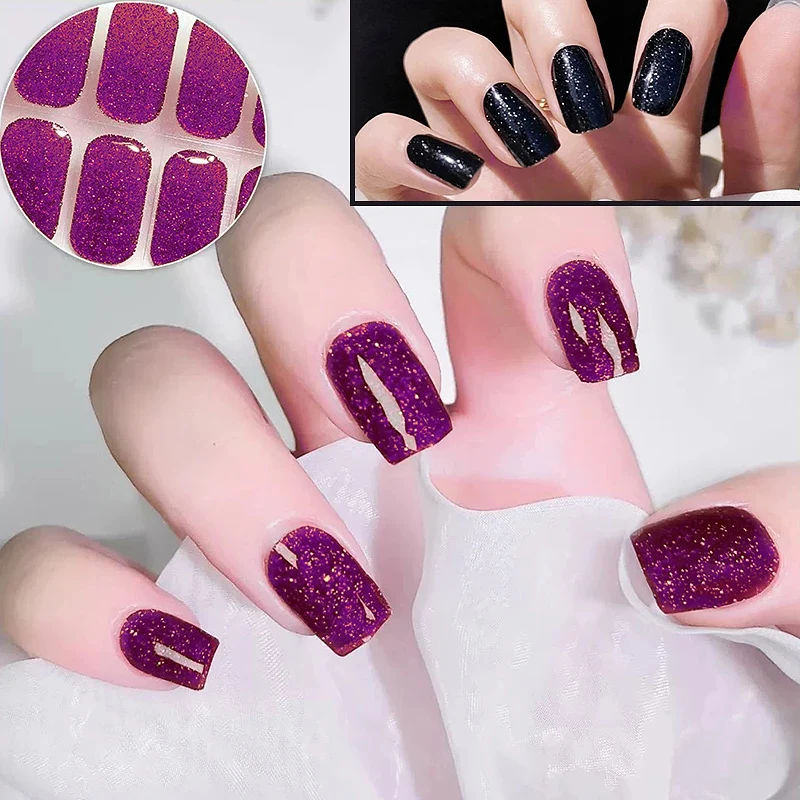 Nail Stickers Nail Decals 16 Tips UV Semi Cured Nail Stickers
