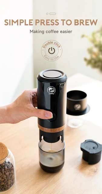 EVOINN. Portable Coffee Maker; Espresso Coffee Machine, Travel Coffee Maker, Outdoor, Car and Office Compatible Capsule and Ground Coffee 2 in 1