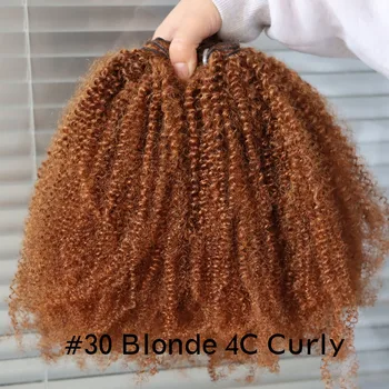 #30 Blonde Virgin Remy Human Hair Bundles 4C Afro Kinky Curly Brown #4 100gram Human Hair Weft Weaving for African Black Women 1