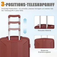 Ensemble de 3 valises spinner en PP – 20/24/28 pouces – avec poignées latérales, crochets de suspension et pieds de protection – Serrure à combinaison intégrée (rouge) 4