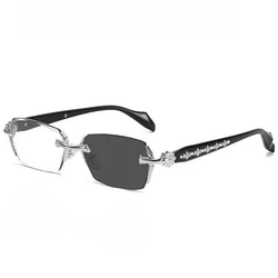 Premium Frameless Photochromic Anti - UV Blue Light Blocking Sunglasses in Silver Gold (Silver)
