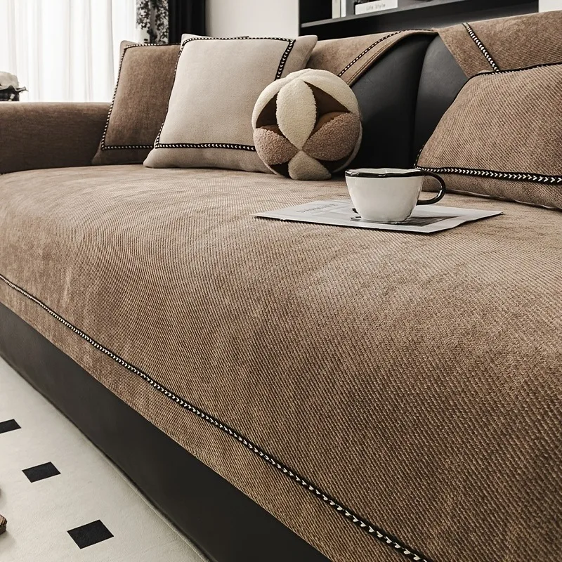 Vintage-Style Chenille Sofa Slipcover Image 6