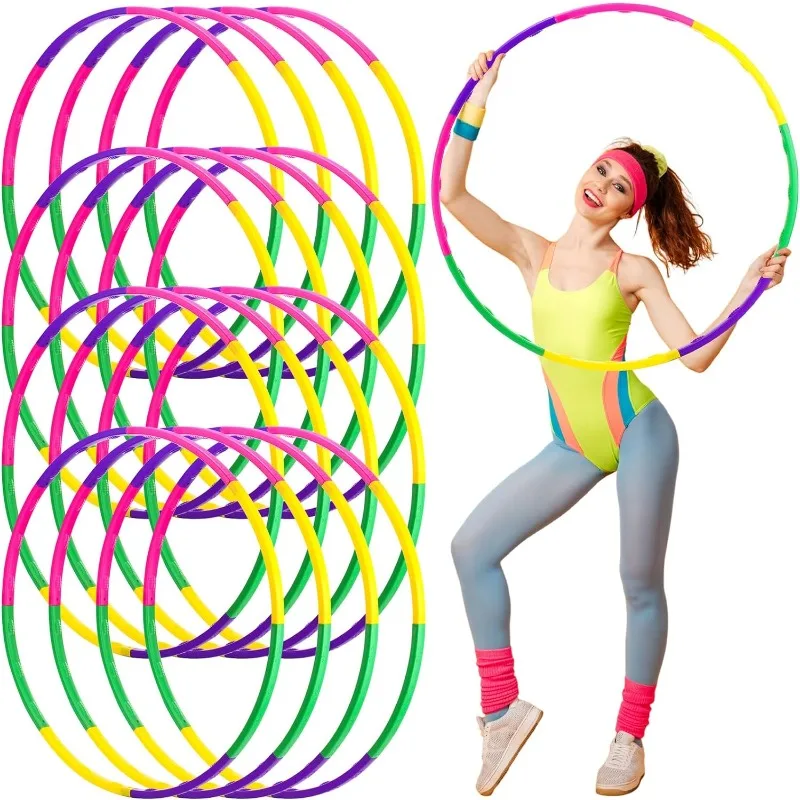 

16 Pack Exercise Hoop Detachable Adjustable Toy Color Hoop Bulk Plastic Toys Rings for Teens Party Sports Games Playing