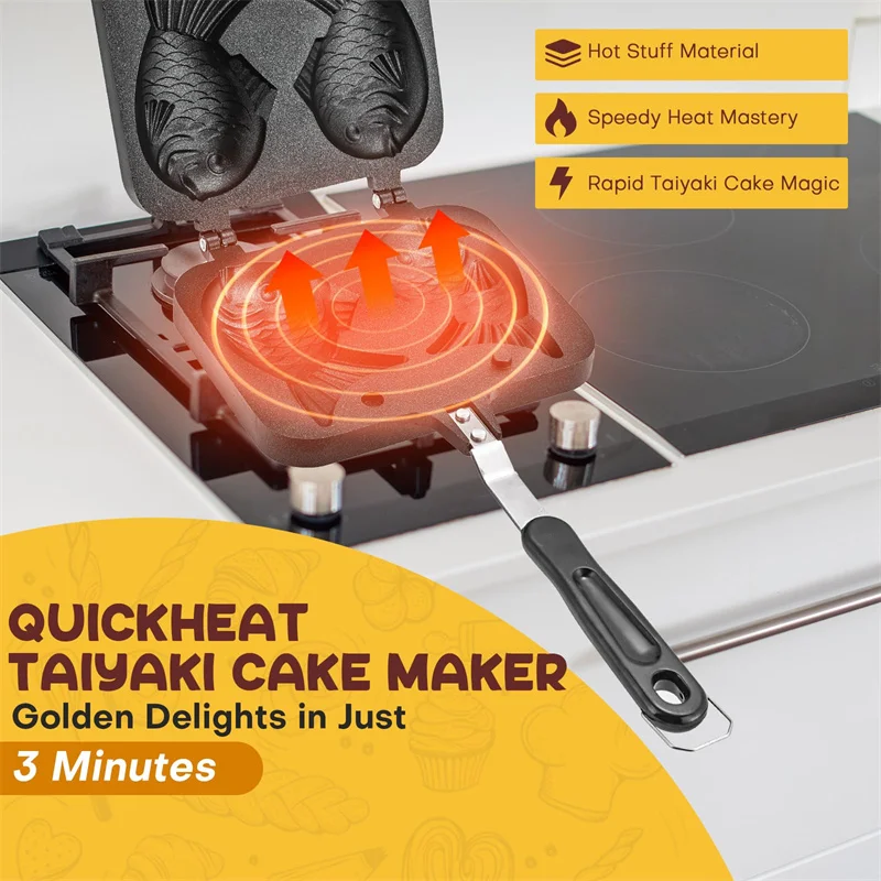 Baking Mould Cake Waffle Maker Japanese Taiyaki Double Fish Shaped Hot Dessert Waffle Cake Maker Pan