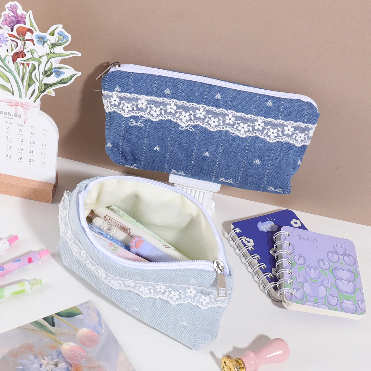 1 astuccio con bordi in pizzo, articoli di cancelleria per studenti, articoli scolastici portatili, articoli essenziali per il ritorno a scuola, un regalo per un amico - immagine 4