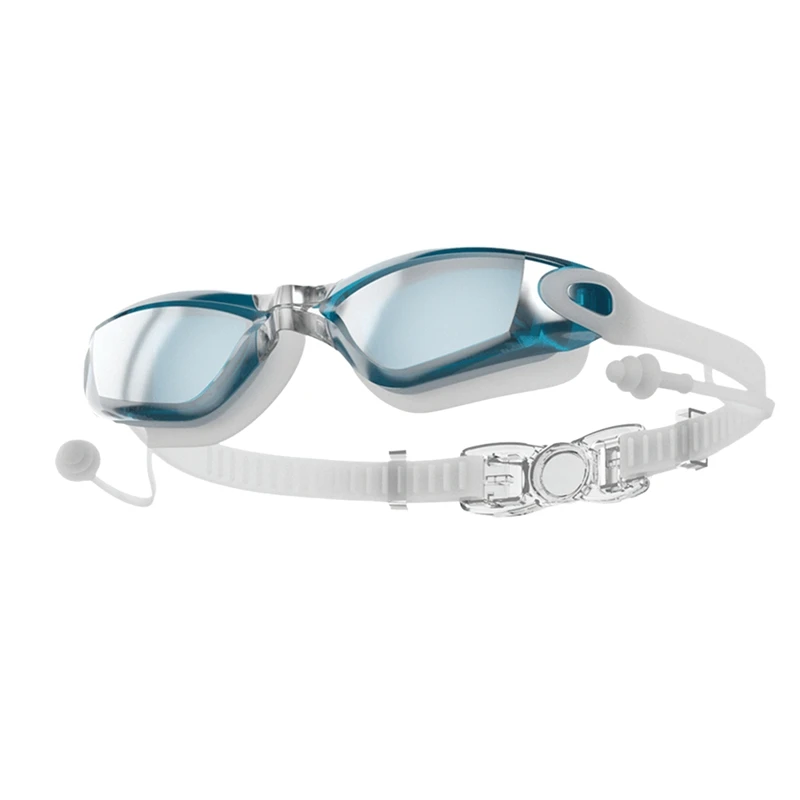 

Очки для плавания, встроенные беруши, водонепроницаемые и незапотевающие плавательные очки для мужчин и женщин (плоские искусственные)