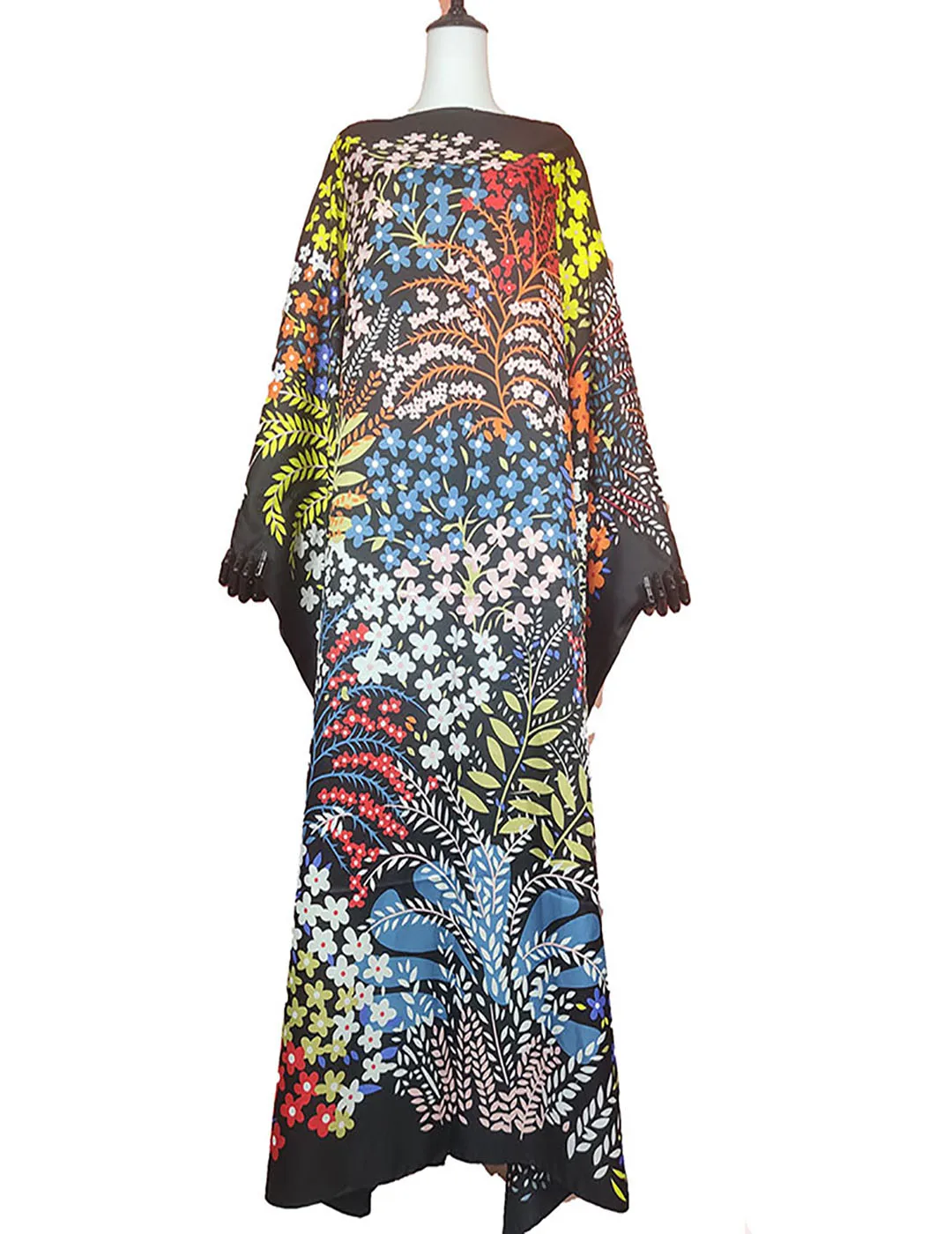 African Dresses For Lady Elegant Summer Loose Boho Beach Kaftan Dress Plus Size Turkey Holiday Printed Silk Long Abaya For Lady