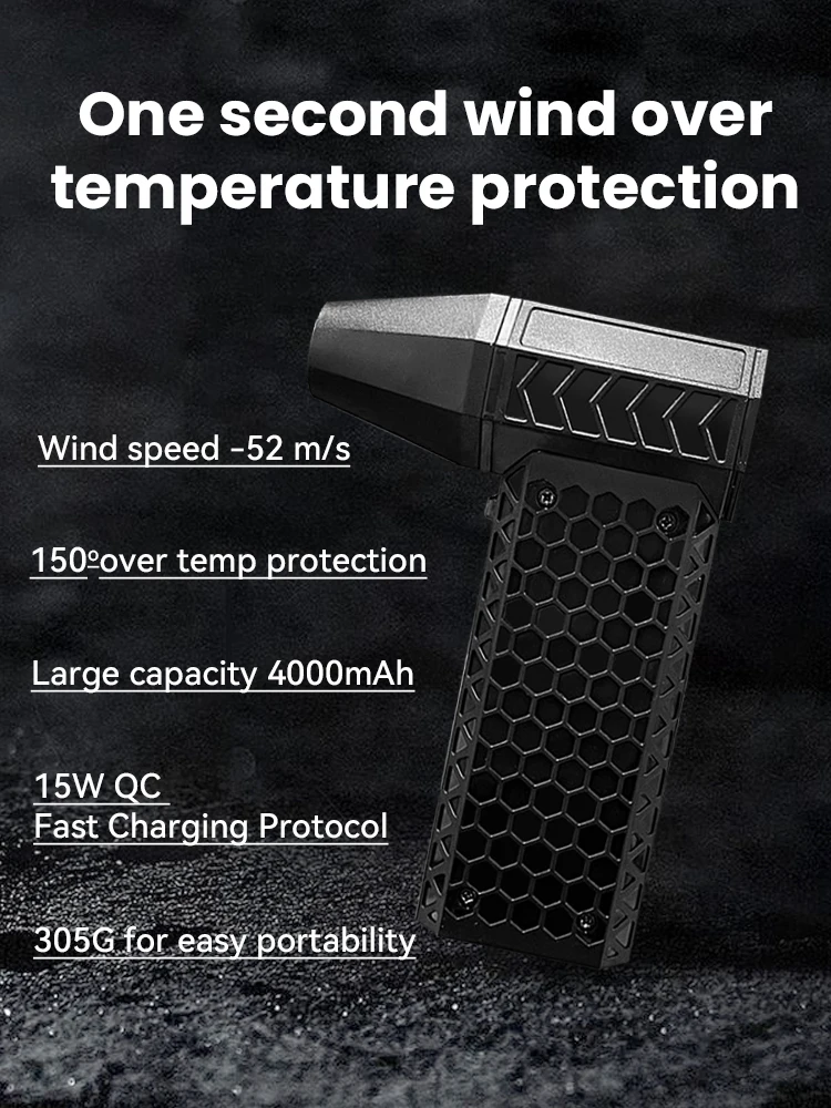 Turbo Jet Fan 130000RPM Wind Speed 52m/s Portable Mini Air Blower Outdoor Camping BBQ Powerful Blower Keyboard Dust Cleaning 3