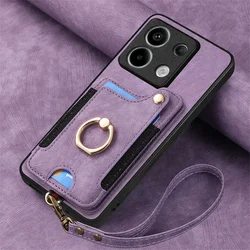 Premium RFID Leather Wallet Case - Elegant Back Cover for Poco F6 Pro (Purple)