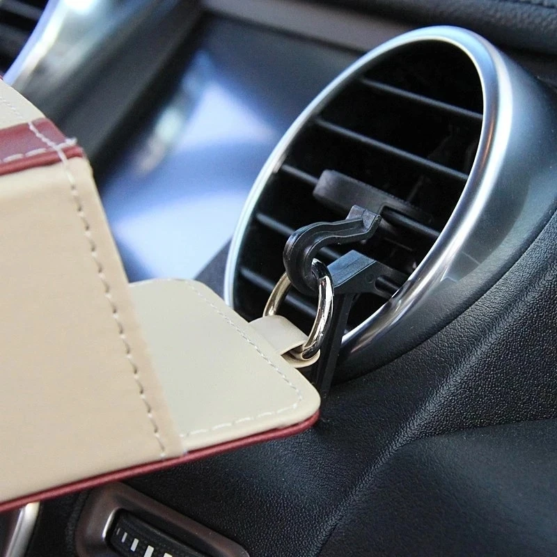 Car Storage Bag Car Accessories Air Vent Dashboard Tidy Hanging PU Leather Organizer Box Glasses Phone Holder Storage Organize