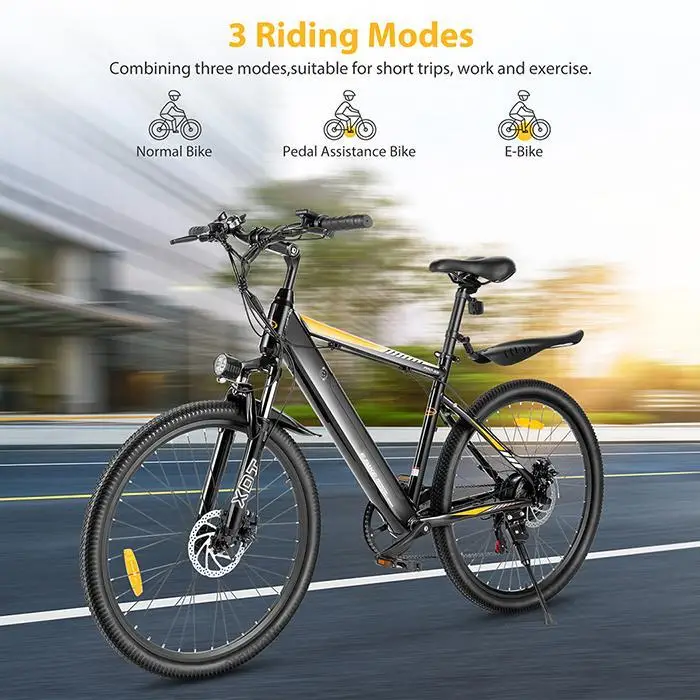 26inch 350W E-bike Bicycle Adult Electric Mountain Bike Disc Brake Lithium Battery 7 Speed Gear Pedal Assistance Bike, E-bikes 3