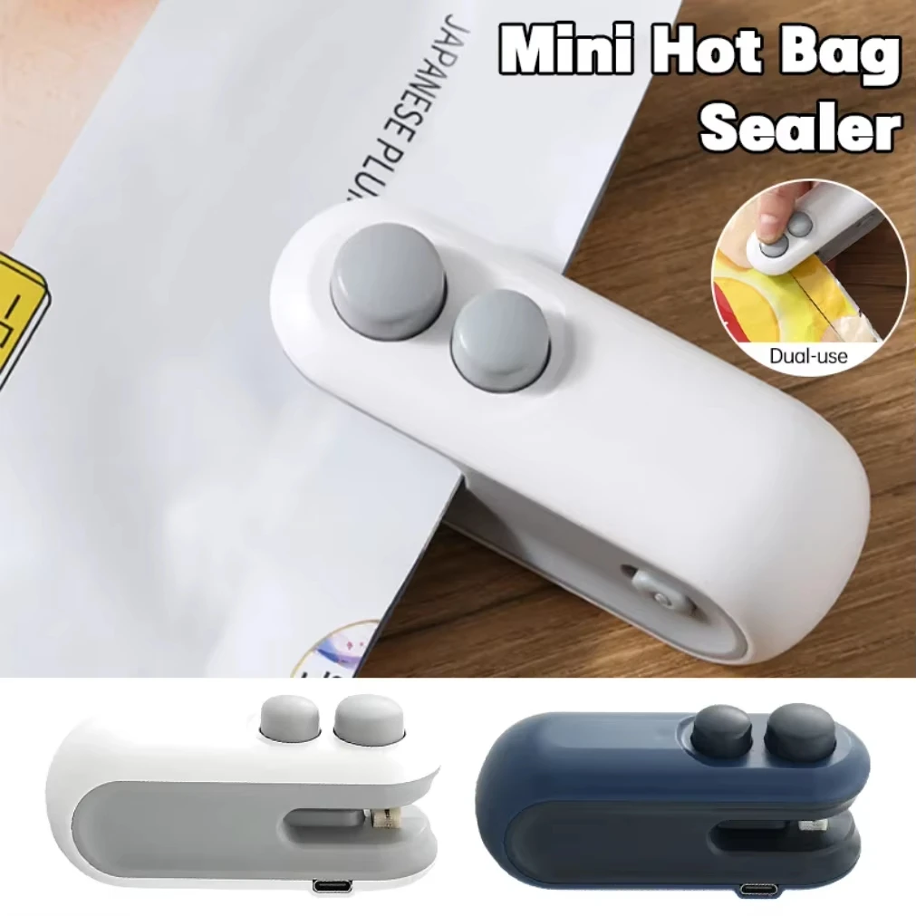 New Mini Bag Sealer Plastic Bag Sealing Machine 2 in 1 Heat Seal Rechargeable With Cutter For Plastic Bags / Snack Bags 2
