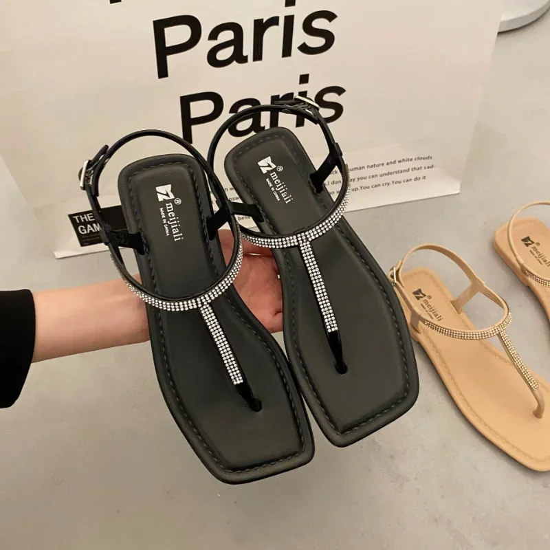 

Женские сандалии, Летние повседневные пляжные сандалии, Женская Блестящая обувь со стразами