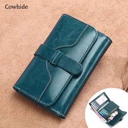 Woman Cowhide Leather Wallet Luxury Cash Card Holder Purse Lock Zipper Multifunctional Money Coin Bag Clutch Bag Ladies Wallet