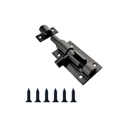 Sleek Silver Aluminum Alloy Door Lock Bolt for Home Safety and Security (Black)
