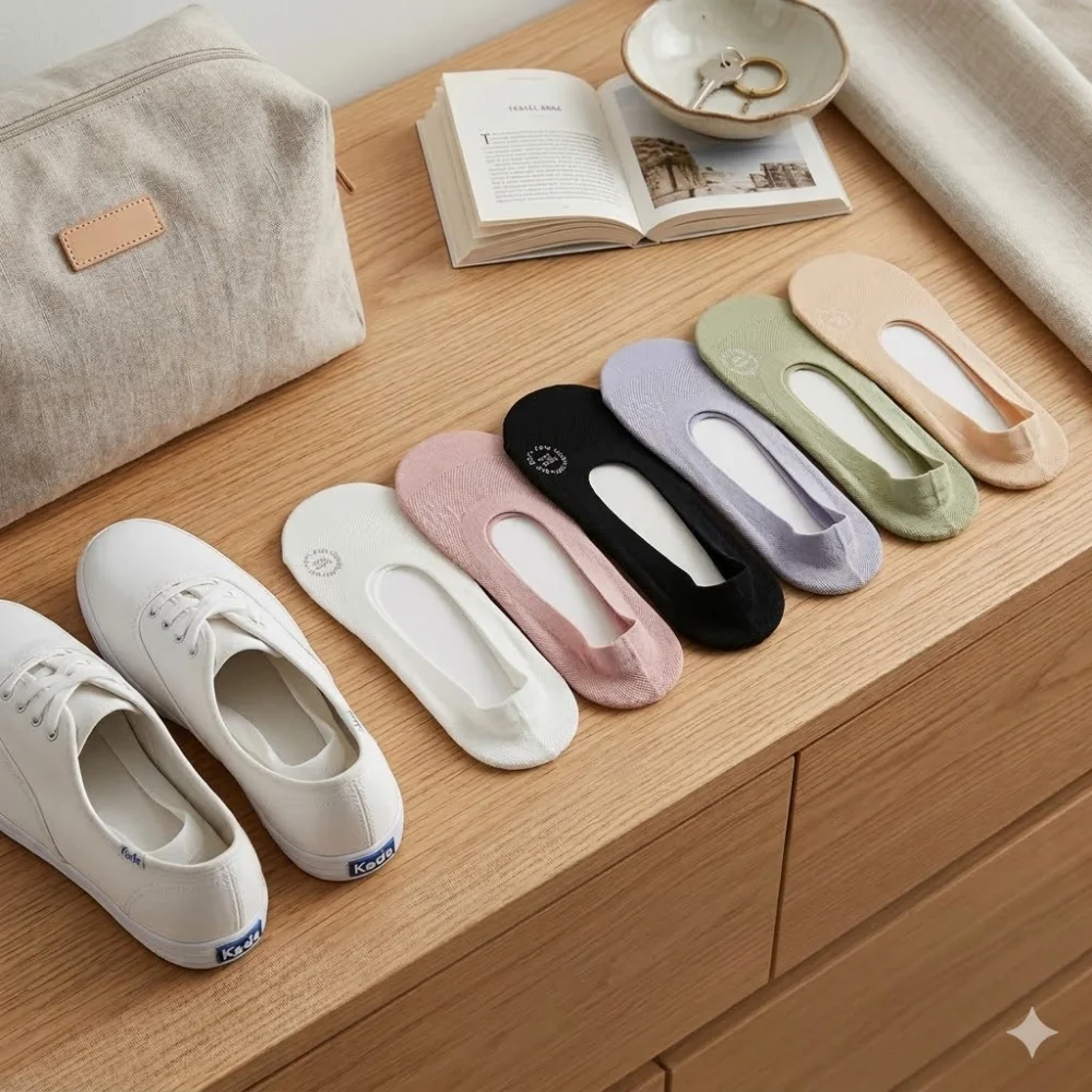 6-Pack Women's Invisible Non-Slip Cotton Boat Socks