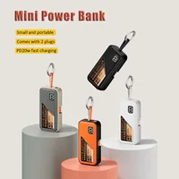Mini Keychain Digital Display Power Bank Comes with Cable PD 20W 5000mah Fast Charging for IPhoneSamsung Xiaomi External Battery 1