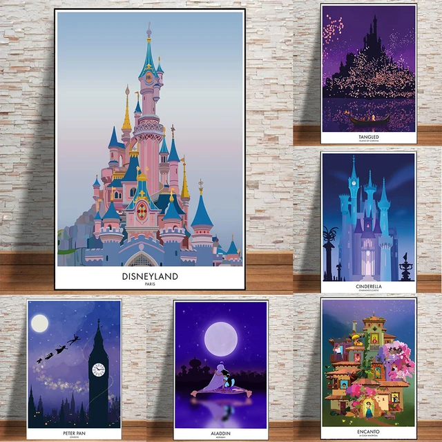 Disneyland Paris Poster Cartoon Castle Print Canvas Painting Disney Travel  Wall Art Picture KIds Room Home Decor Christmas Gift - AliExpress