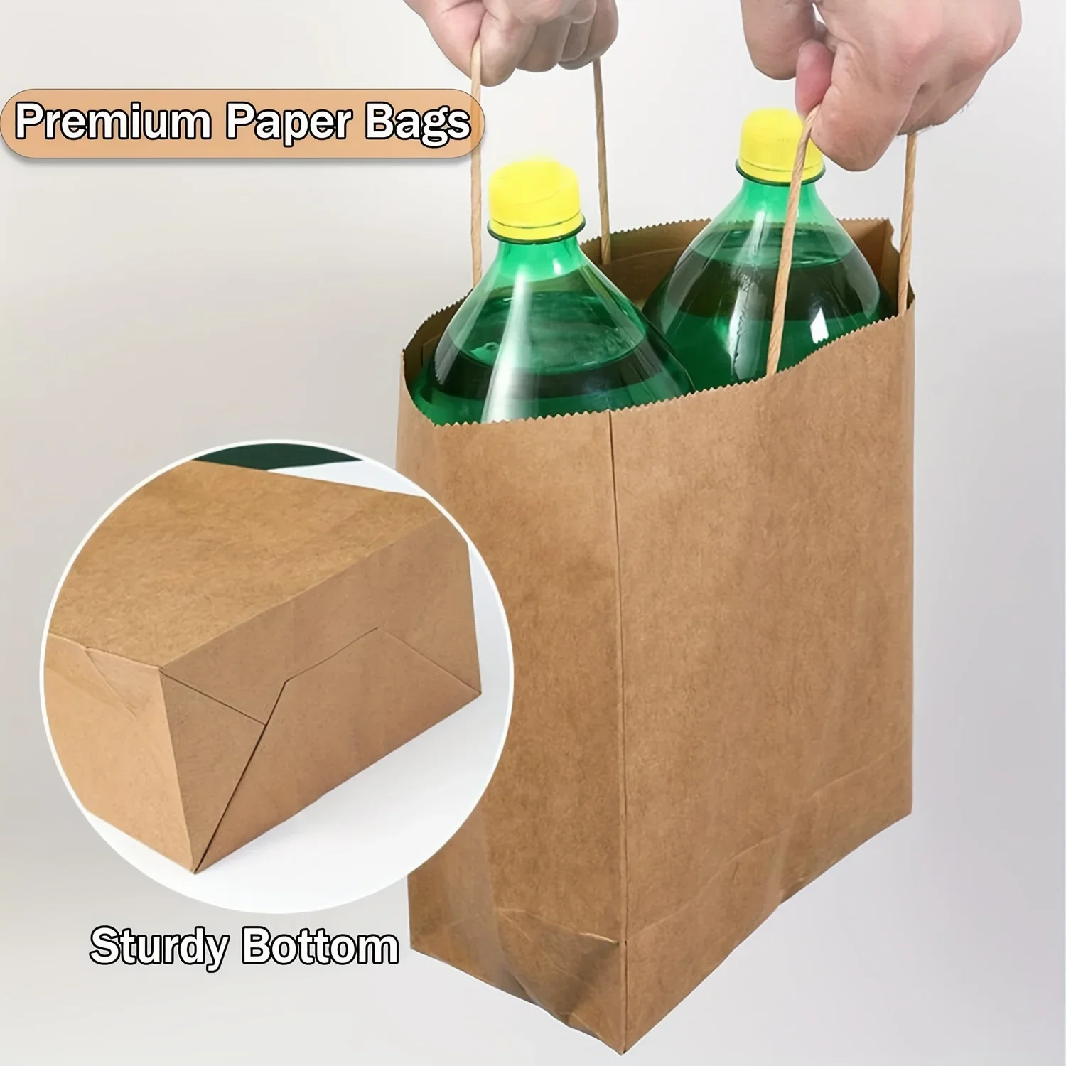 50/100PCS Small Kraft Paper Gift Bags with Handles Bulk For Packaging Christmas Party Favor Candy Bags Retail Shopping Bags 4