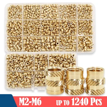 황동 핫멜트 열 삽입 너트 키트, M2 M2.5 M3 M4 M5 M6 스레드 매립 구리 너트, 3D 프린터 플라스틱 케이스에 압입
