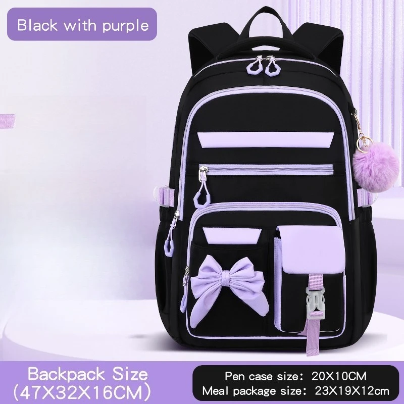 1pcs Breathable Nylon Student Backpack Ergonomic School Daypack Backpack Large Capacity Multi-pocket Girls Student School Bag 1